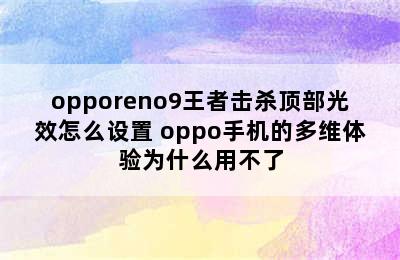 opporeno9王者击杀顶部光效怎么设置 oppo手机的多维体验为什么用不了